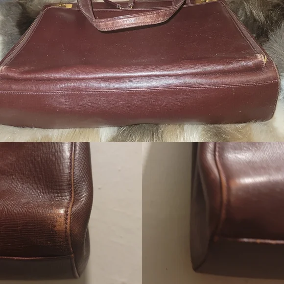 Gucci Burgundy Leather Twist Lock Satchel Handbag Vintage Authentic Rare - Picture 11 of 15